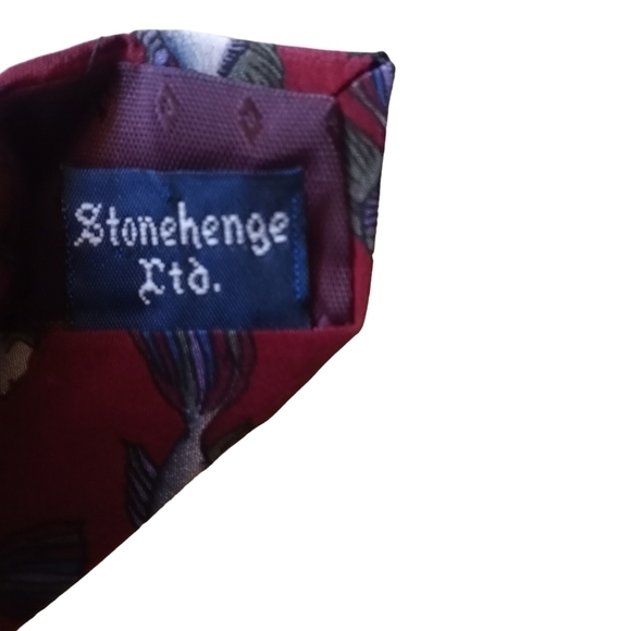 Vintage Jerry Garcia Necktie Blue Fish Stonehenge ART LTD Silk Hand Sewn - Picture 8 of 12